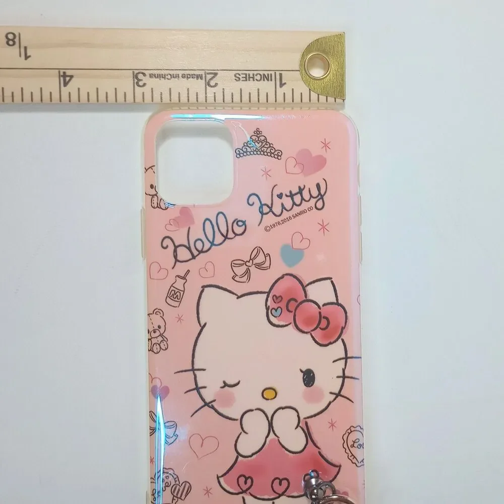 Sanrio Hello Kitty iPhone 11 Case Pink Clear Protective Cover w/ 3D Charm Strap